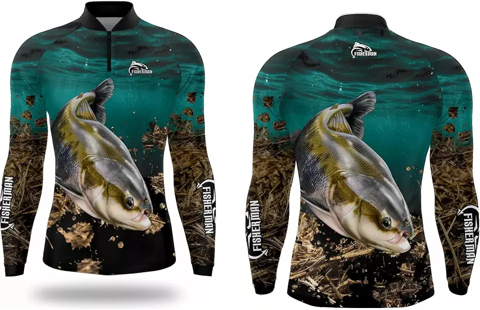 Camisa Pesca Masculina Camiseta Pescaria Tambaqui Fisherman Brasil Manga Longa Proteção Solar UV50