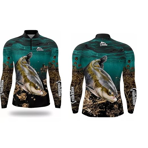 Camisa Pesca Masculina Camiseta Pescaria Tambaqui Fisherman Brasil Manga Longa Proteção Solar UV50