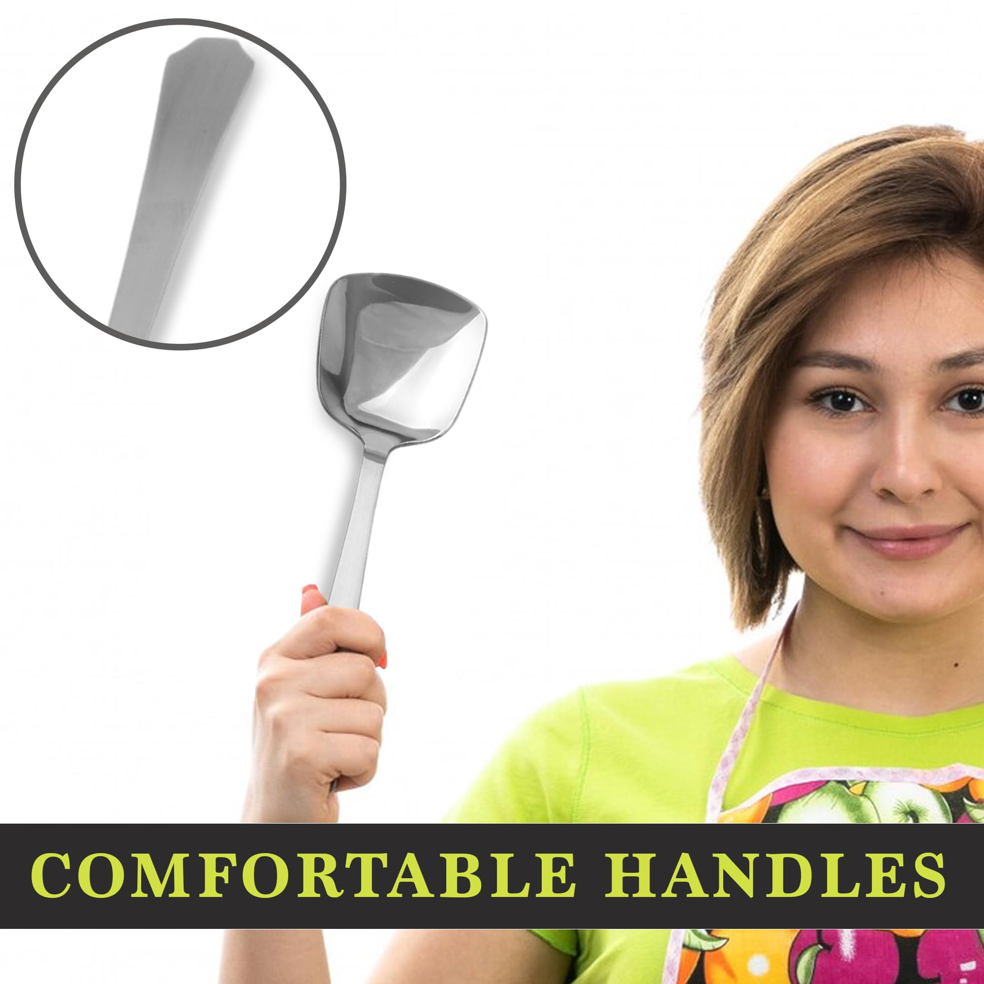CRAFTONE Edelstahl Küchenutensilien 6er Set Servierlöffel Kochlöffel Schöpflöffel Pfannenwender Reislöffel Oval Löffel Spatel Set