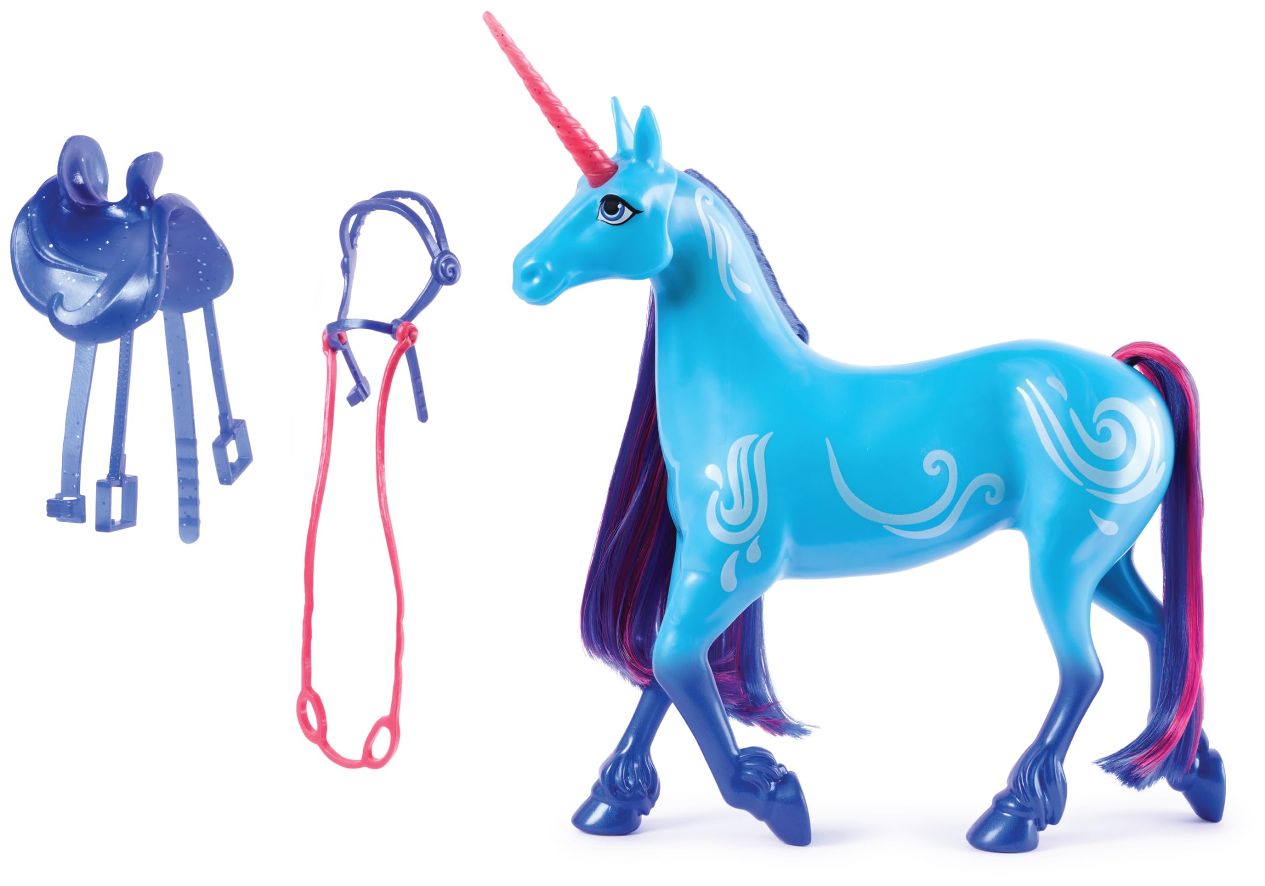 UNICORN ACADEMY - Unicornio Brizna o Río (Aleatorio) de 28 cm con movimiento de cabeza y 2 Accesorios equitación - 6067375 - Unicornios para Niñas - Juguetes Niña 4 años +