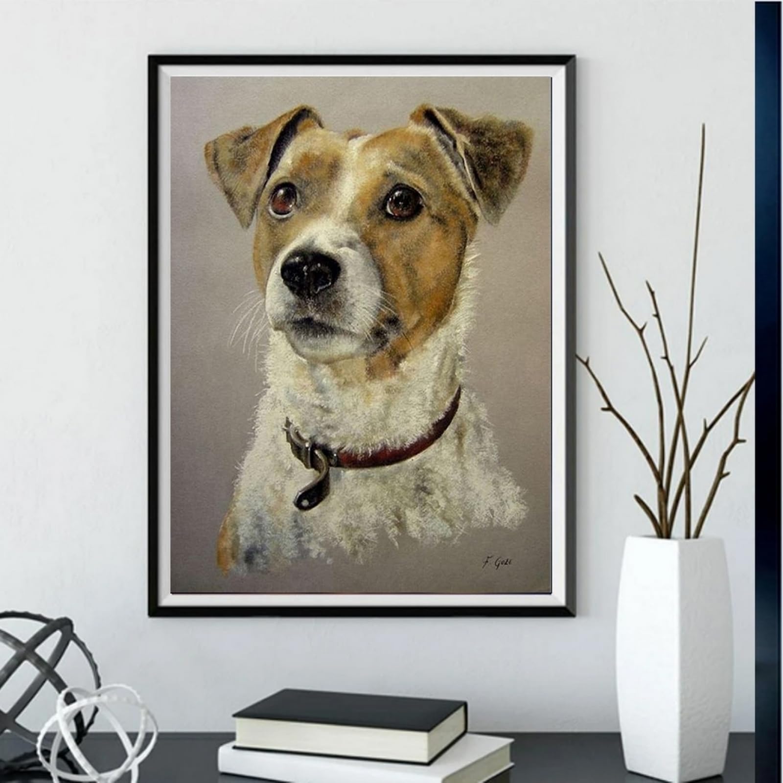 Kit Point De Croix Estampillé Jack Russell Terrier 40x50 Cm - Tissu 11CT Pré-imprimé, Fils Inclus - DIY Débutants Et Experts