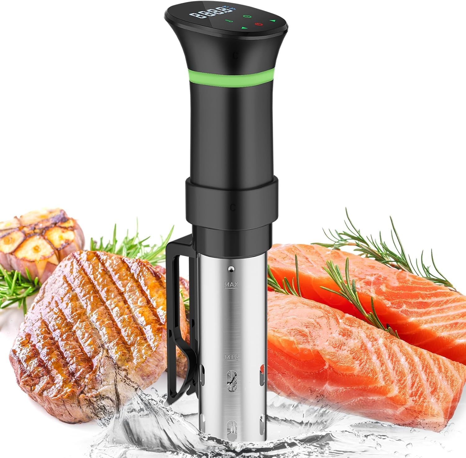 Vacuum Cooker, 1000W Cooker Immersion Calculator, Vacuum Immersion Thermostat, Adjustable 360° Circulation, 0-104.5°C Precise Control, with Recipe Book