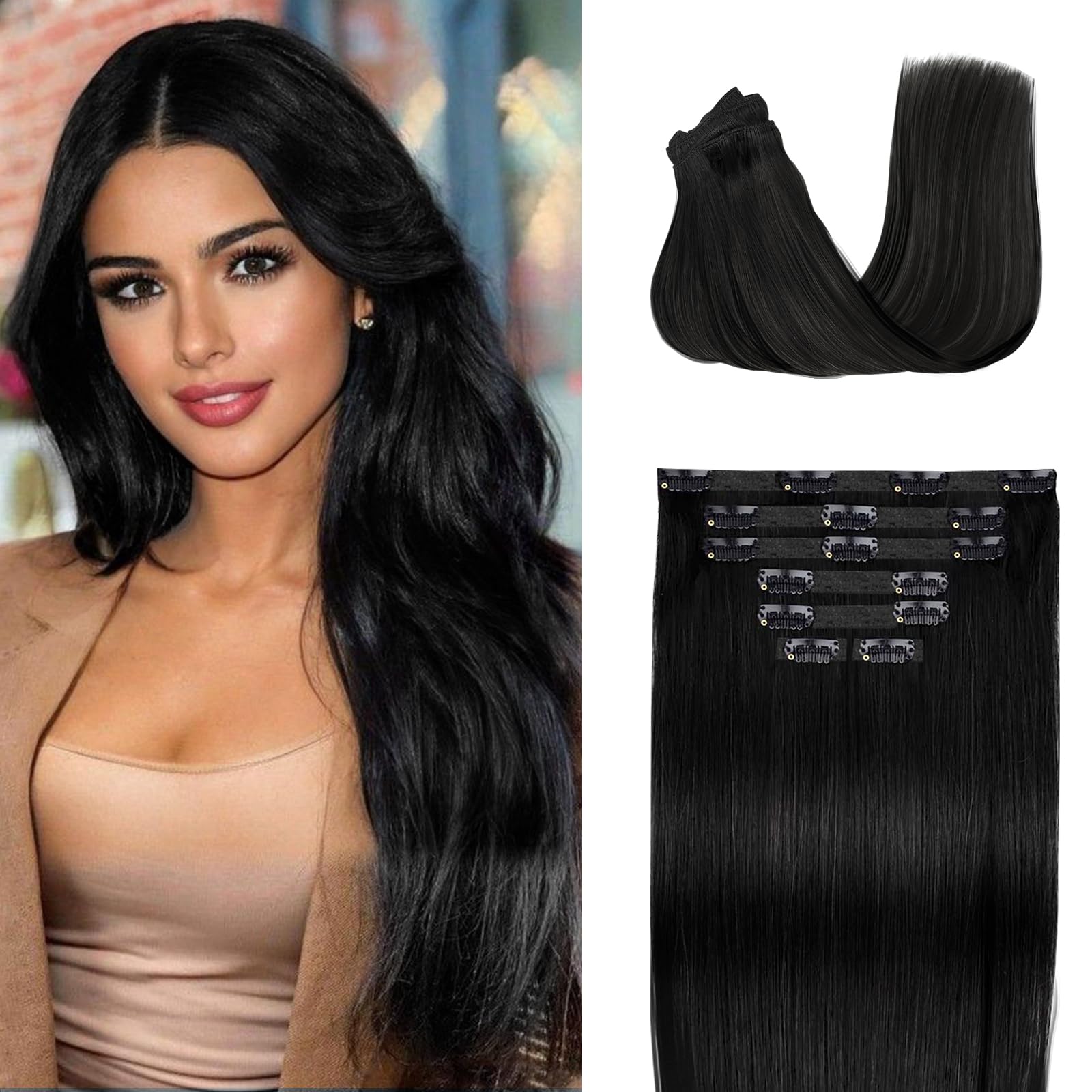 Amazon.com : Fimislosion Real Hair Extensions Clip in Human  display picture 2