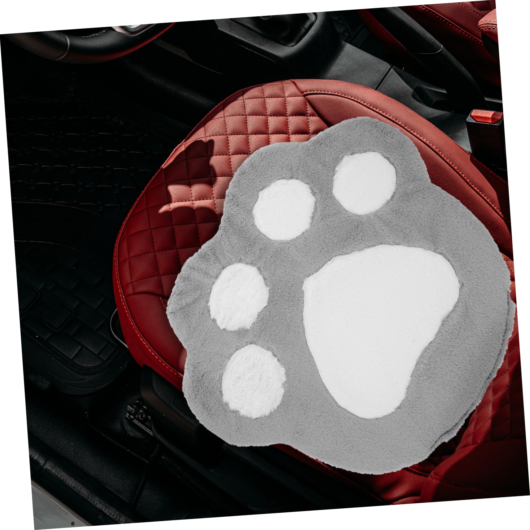 Mikinona Tapis de Siège Auto Mignon Confortable et Respirant Forme Patte de Chat Coussin de Siège de Voiture en Peluche pour Temps Froid en Voiture