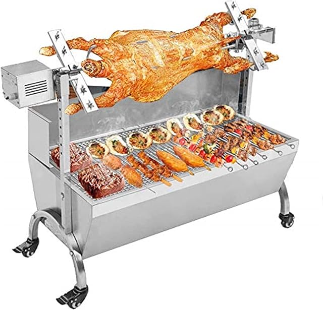 RDYMONKEY BBQ Rotisserie Grill Roaster Charcoal Roast Machine 88LBS Charcoal Bearing Lamb Spit Roaster for Outdoor Picnic Camping