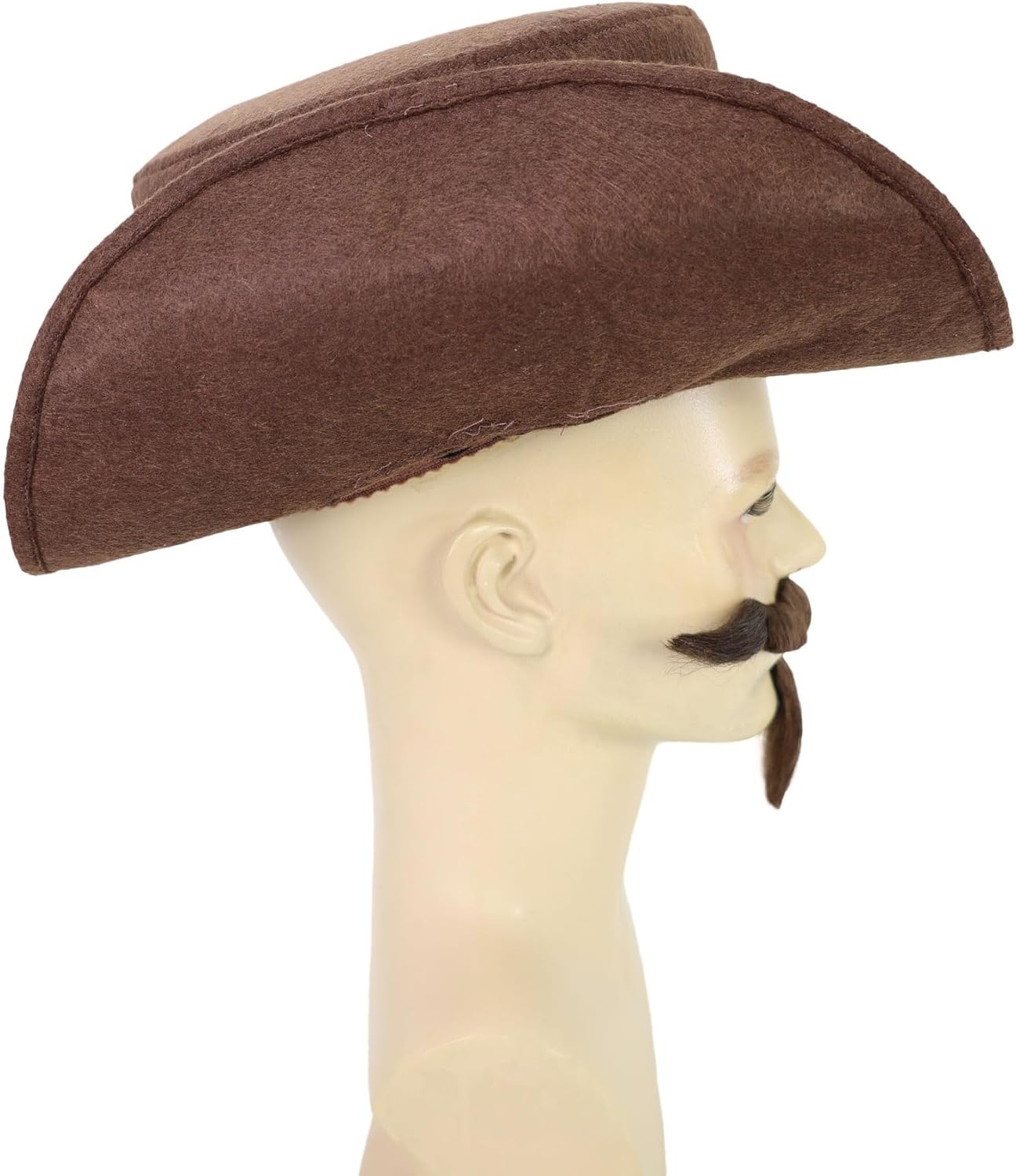 The Dandy Mahogany Brown Chin Patch Moustache Set with Beard and Cap – Synthetic Fiber for Costume & Cosplay