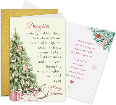 Funny Christmas Card for Daughter, Heartfelt Daughter Xmas Card from Mom Dad Parents, Xmas Gifts for Daughters, the Best Gift at Christmas Is You