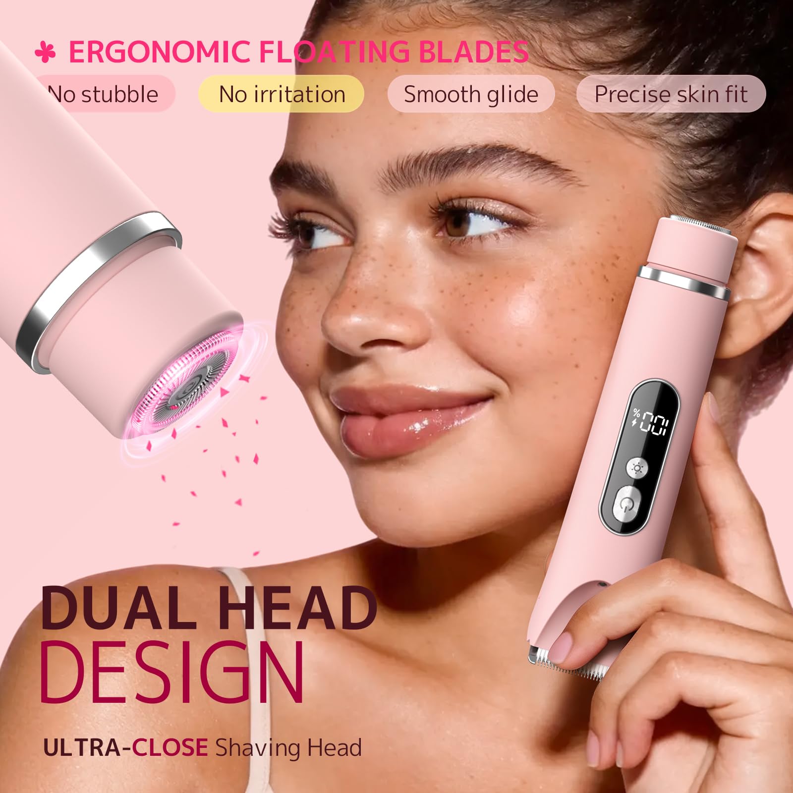 CoolHair Bikini Trimmer for Women,Smooth Electric Razor for Sensitive Skin, IPX7 Waterproof Wet & Dry Cordless Body Shaver & Grooming Set for Bikini Area, Pubic Hair, Face, Underarms & Legs (Pink)