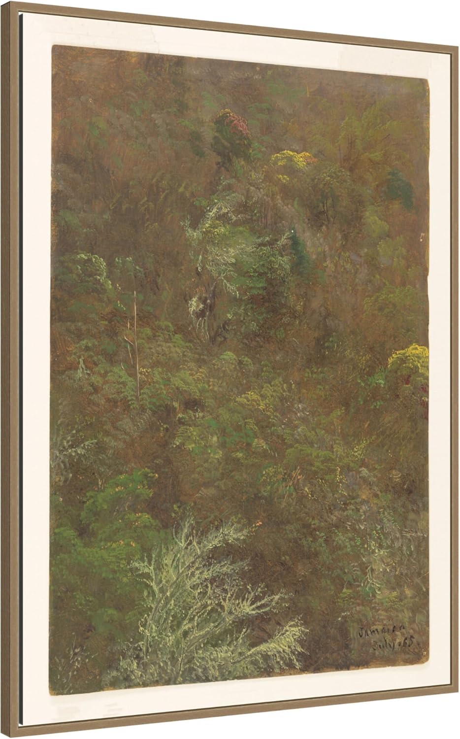 Kate and Laurel Framed Canvas Wall Art Print Hillside with Trees Jamaica Frederic Church by The Smithsonian American Art Museum, 28 x 38 Sylvie Dark Gold Frame, Traditional, Landscape Art for Wall