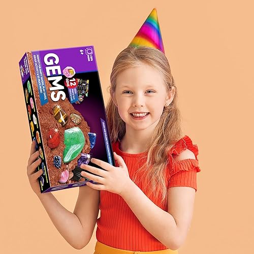 Miniatura 6 de Kit de Excavación de Gemas Byncceh  Excava 12 Piedras Preciosas Reales y Cristales para Niños, Kit de Excavación de Gemas, Colección de Minerales y