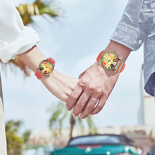 Miniatura 4 de Relojes con patrón de arco iris multicolor, reloj hippie bohemio peculiar, maravilloso regalo para mujeres, reloj de correa tejida de piel sintética