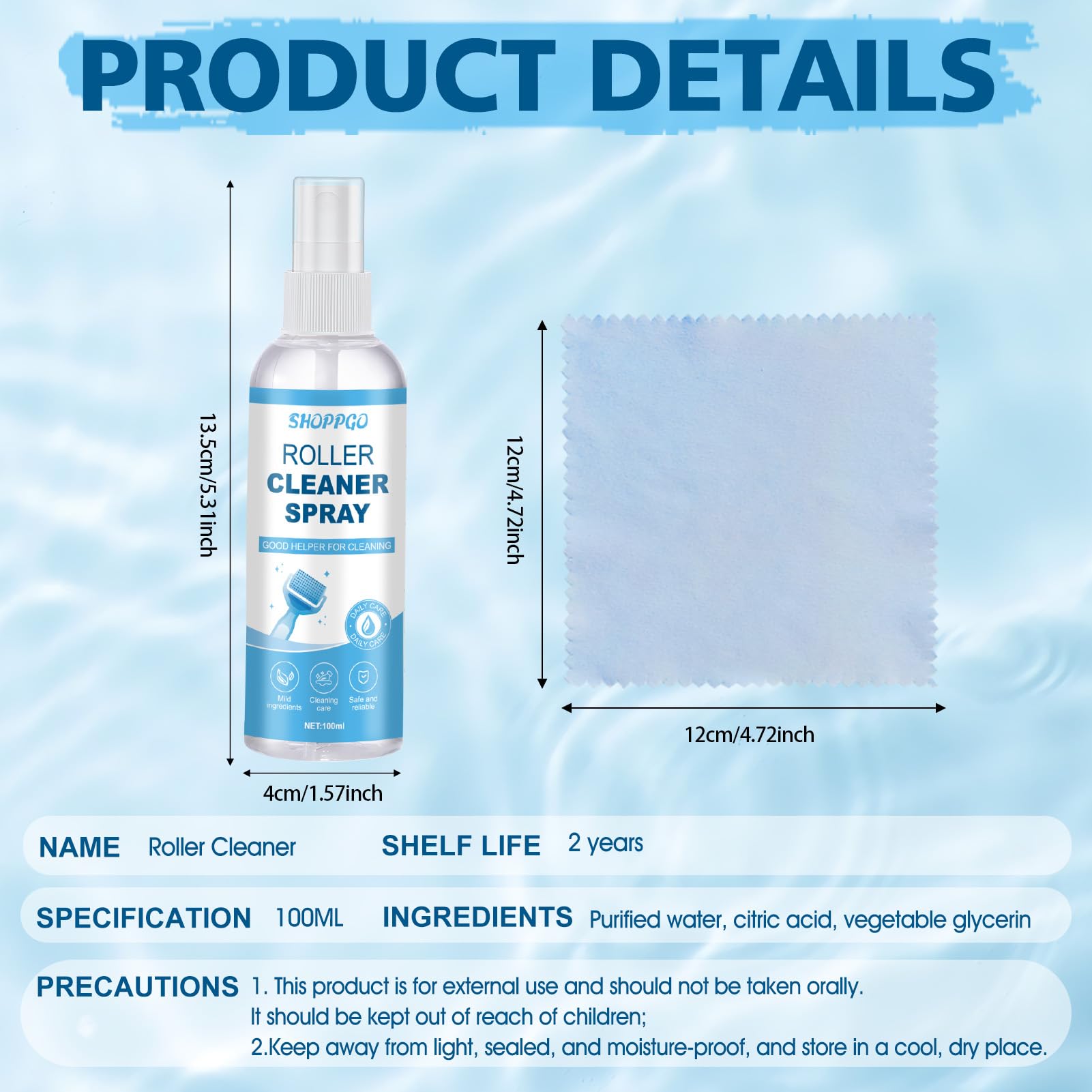 Derma Roller Cleaner, Microneedling Viso Roller Cleaner, Micro Needling Viso Cleaner Spray, Adatto per Microneedling Pen, Derma Roller, con Panno per la Pulizia, Pulizia Efficace-100ml
