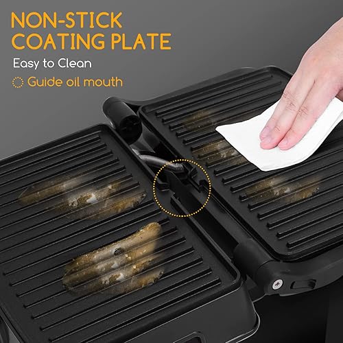 Miniatura 4 de Aigostar Prensa eléctrica Panini con ajuste de temperatura ajustable, hervidor de té eléctrico de 1,7 litros con LED iluminado