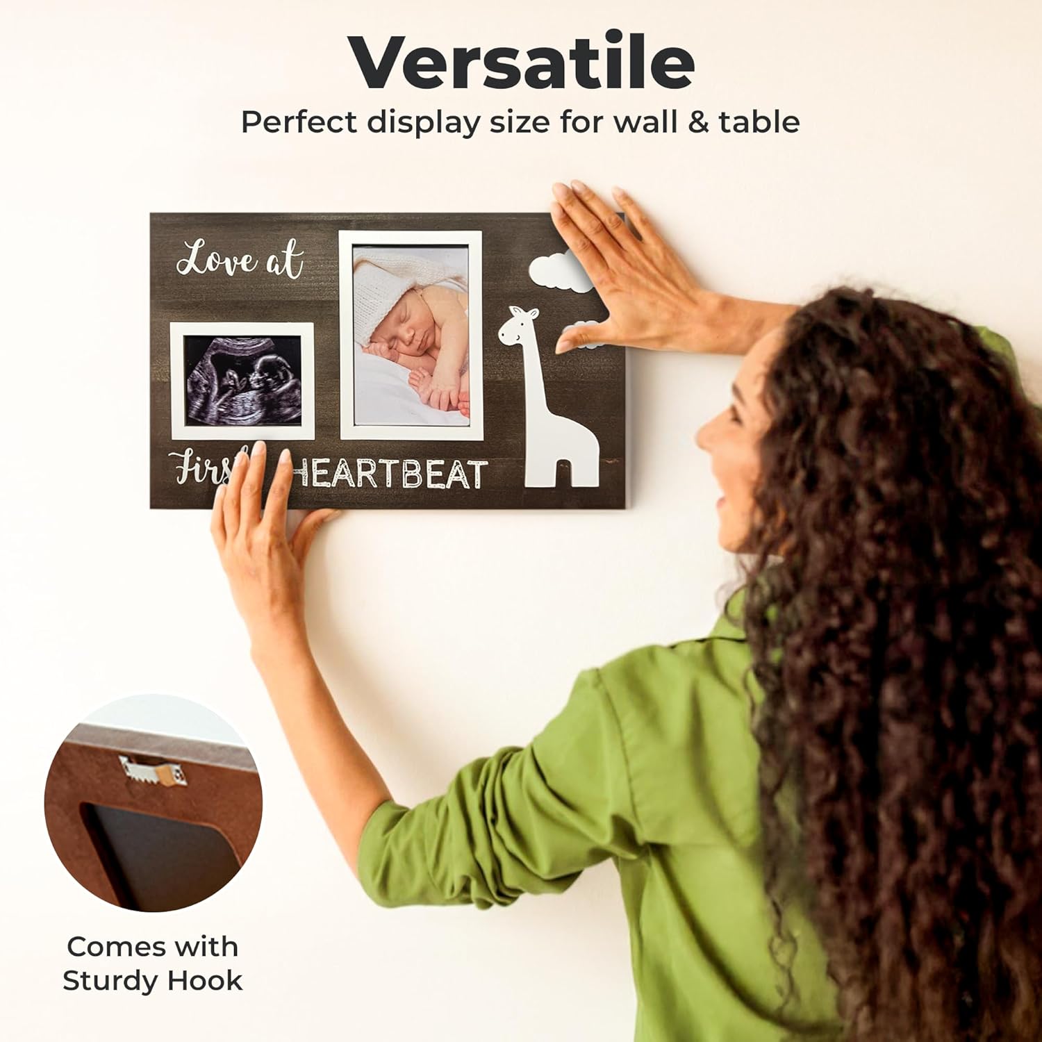 bloom & nest Giraffe Wooden Sonogram Picture Frame – Baby Nursery Decor, Ultrasound Frame for Pregnancy Announcement, Ideal Gifts for Moms and New Parents