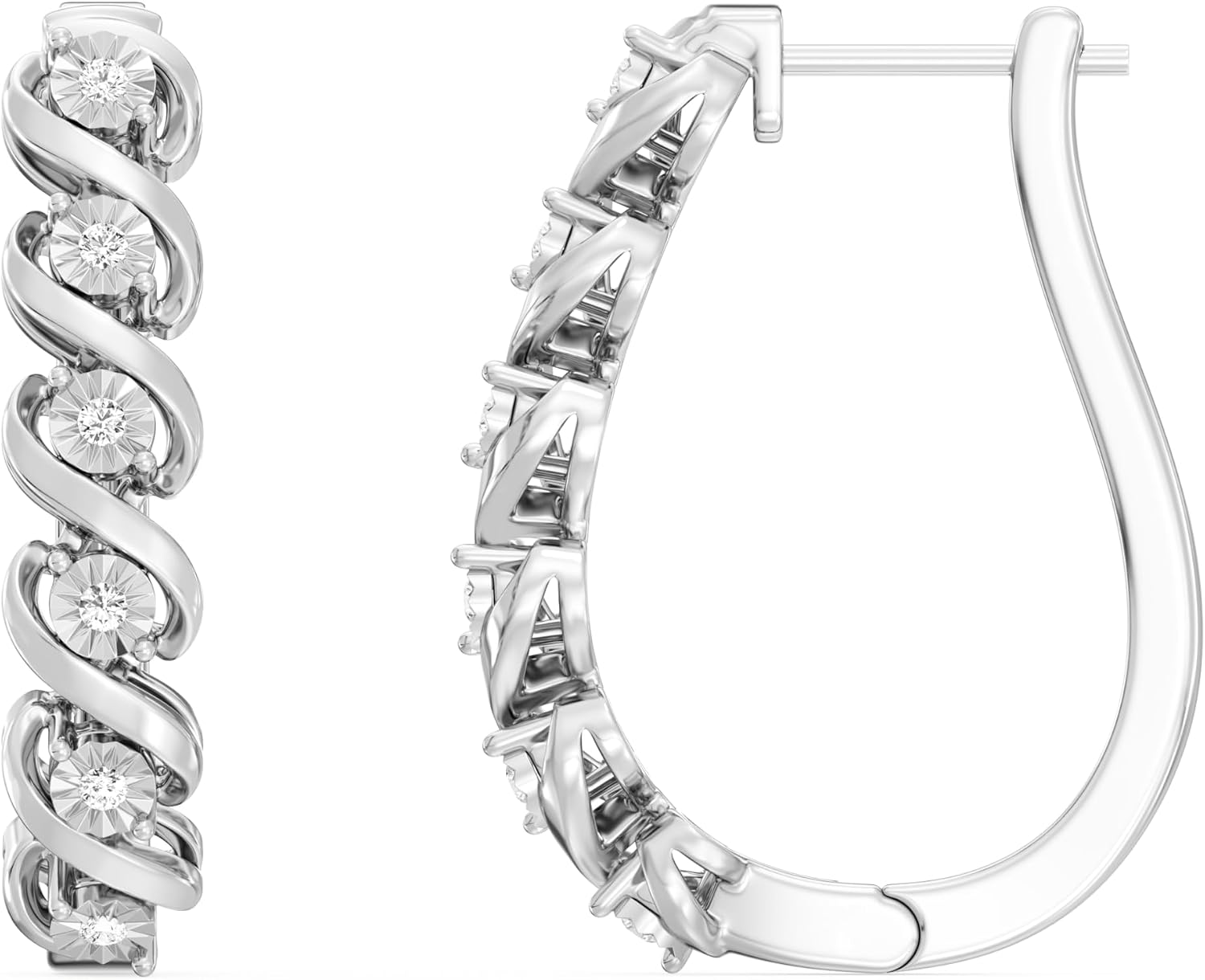GILDED Lab-Grown Diamond Hoop Earrings for Women, Sterling Silver Hinged Hoops – Elegant Jewelry Gift box included