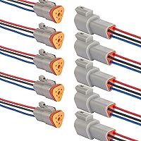 Vista 10 de Deutsch Conector DT de 2 Pines, Conector Eléctrico Automotriz Impermeable DT de 2 Vías Macho Hembra Enchufe Arnés de Cableado, con Cable de Alambre