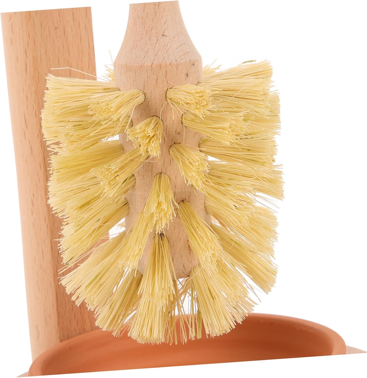 Toilet Cleaning Brush with Strong Bristles and Ceramic Beech Wood Base Multi-Surface Bathroom Scrubber for Home Office Dormitory and Hotel Use Compact Storage Design