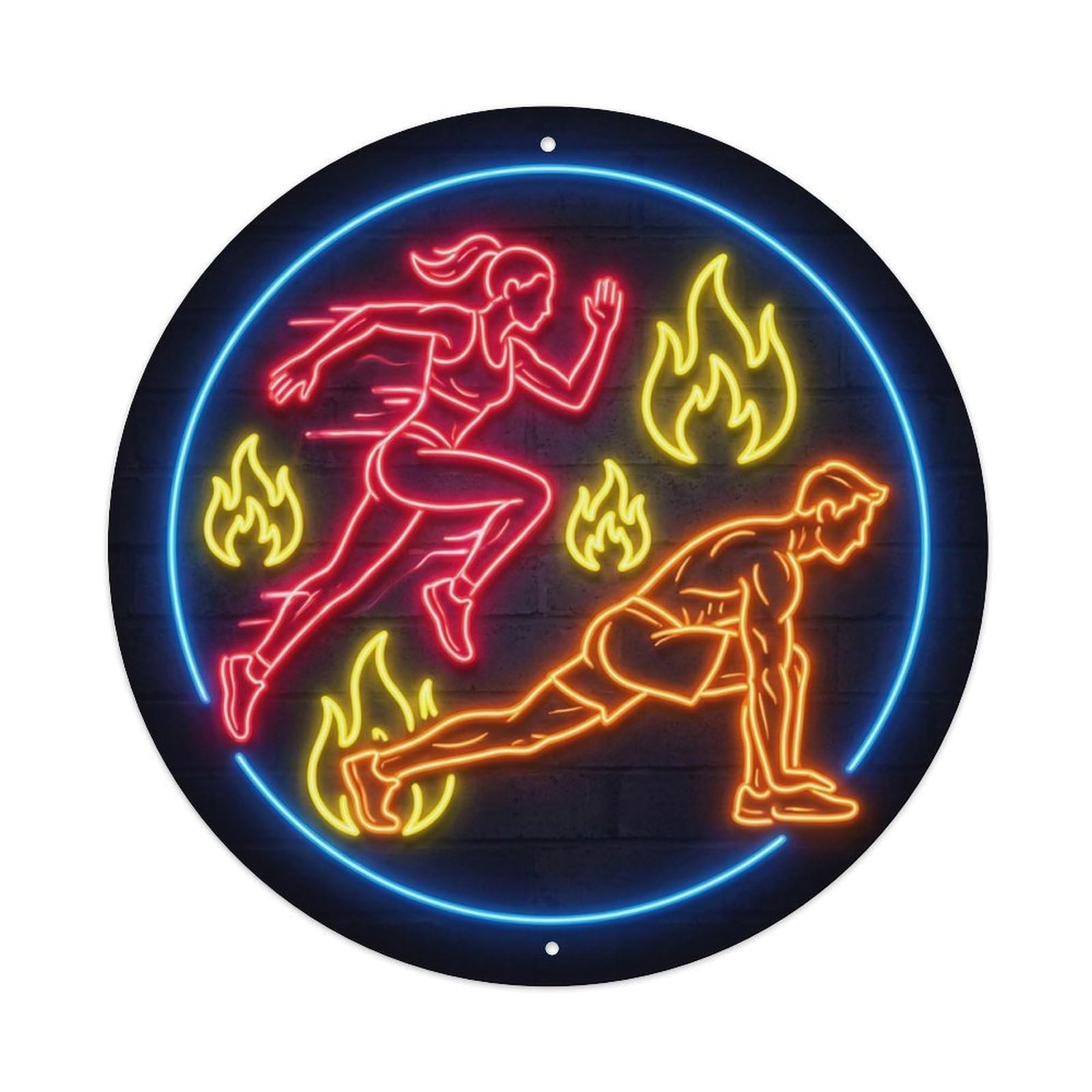 Vintage Faux Neon Gym Retro Bodybuilding Burn Metal Tin Sign