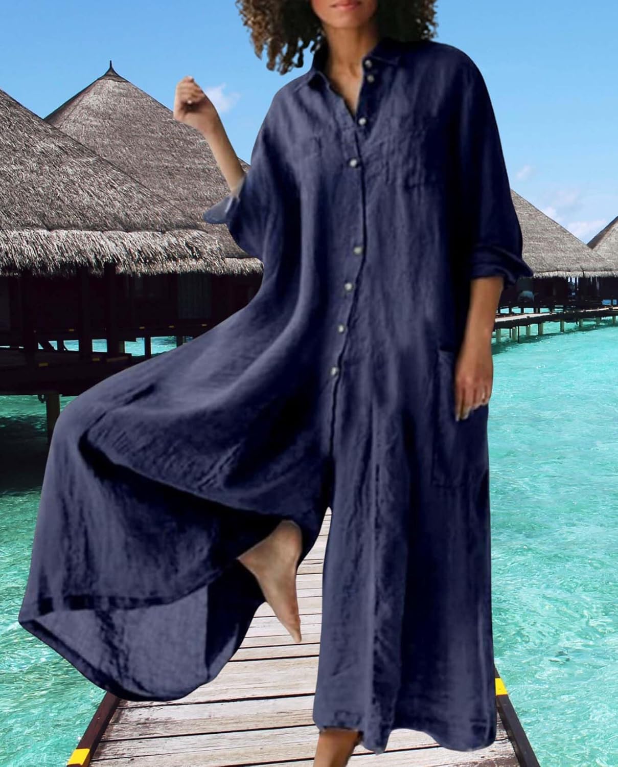 BIVENANT Plus Size Wide Leg Jumpsuits for Women Casual Linen Jump suits for Curvy Women 2024 Sleeveless Oversized Overalls