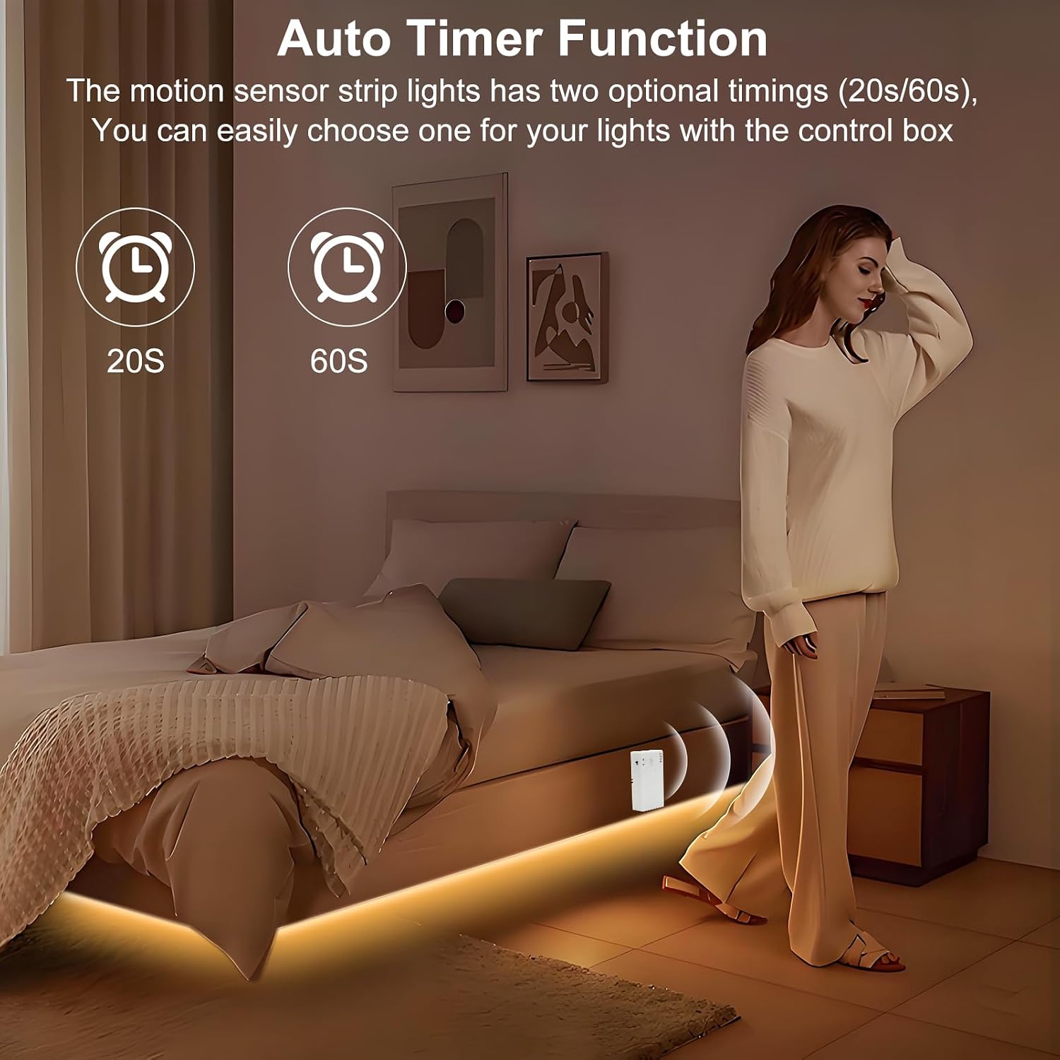2 Pack Battery COB Motion Sensor Strip Lights with Day & Night Modes image 2