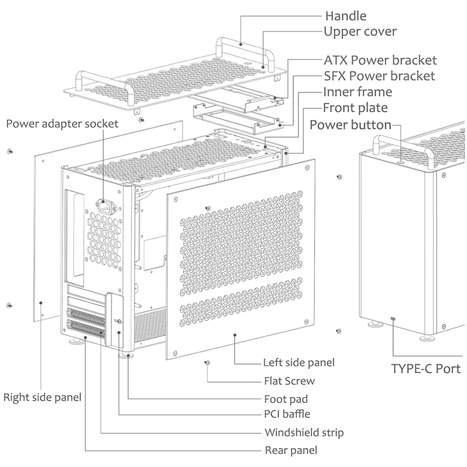 Custodia MATX, Micro ATX Case B2Pro, completamente in alluminio MATX per computer MATX/ATX/SFX alimentatore e raffreddamento 240