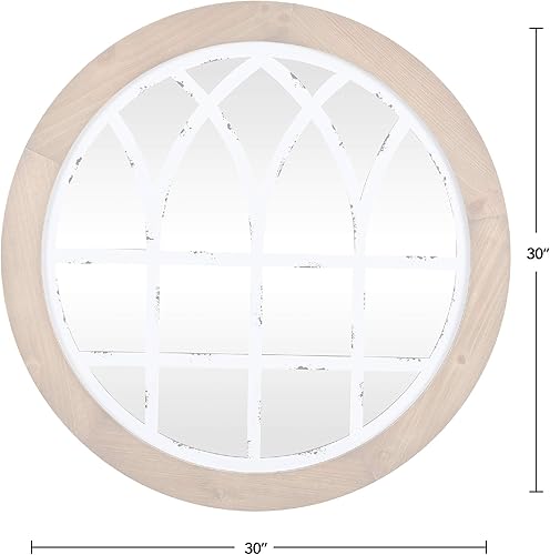 Miniatura 4 de FirsTime & Co. Covington Farmhouse - Espejo de arco blanco, fabricado en Estados Unidos, marrón rústico, 30 x 1.1 x 30 pulgadas,