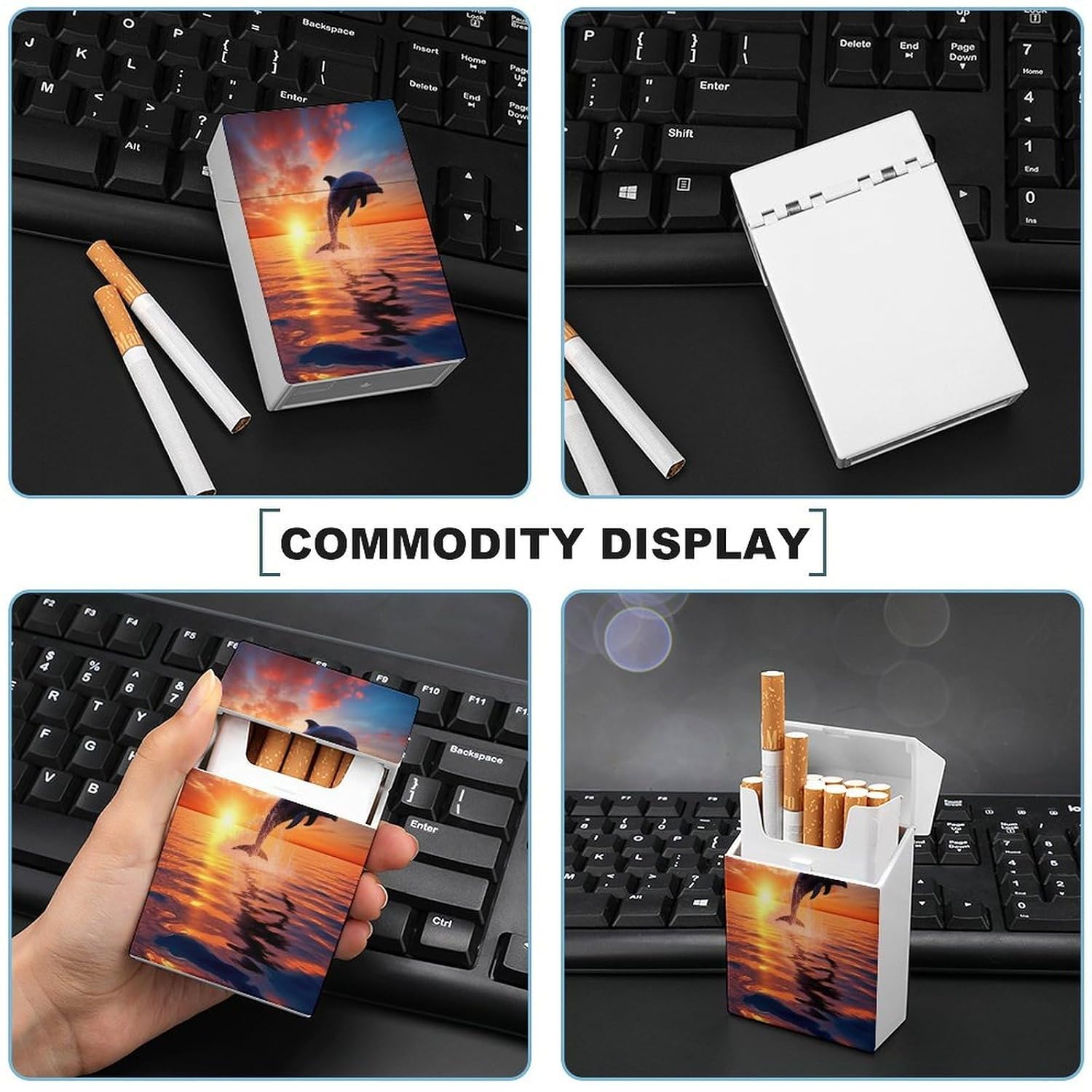 20PCS Sunset Dolphin Cigarette Case Hard Shell for Men Women image 5