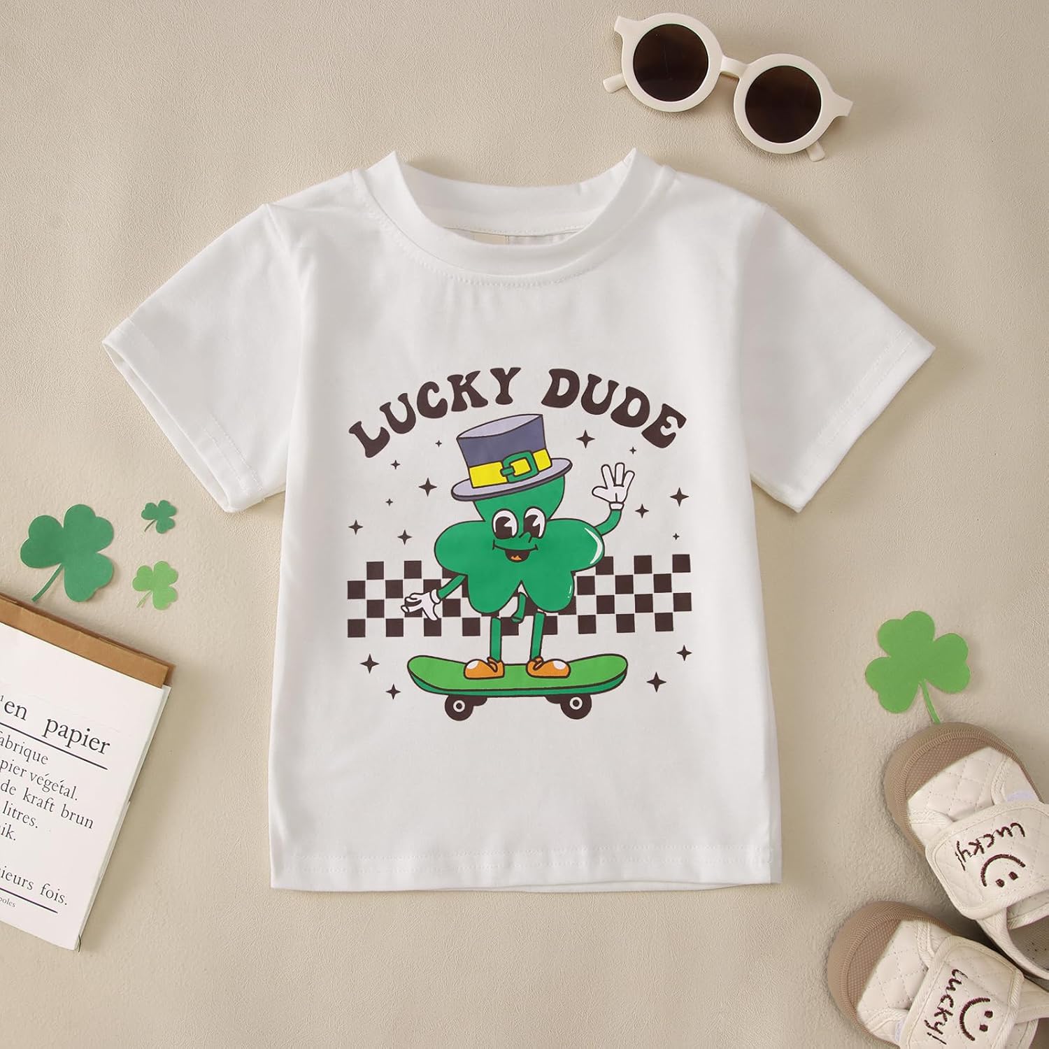MODNTOGA Toddler Boy St. Patrick's Day Shirt Baby Boy Lucky Dude Charm Shirt Green Clover Short Sleeve Shamrock Graphic Tee - Image 7