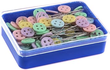 100 Pcs Flat Button 1.9" Head Pins Boxed Straight Pins Quilting Quilters Pins