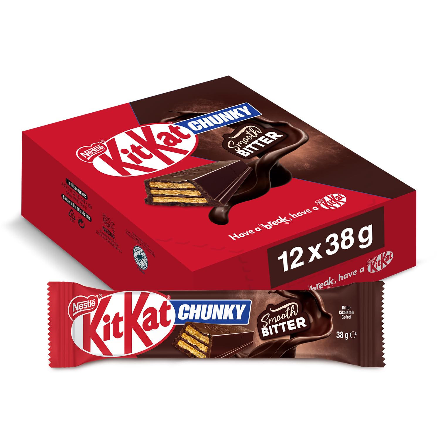 Nestlé Kitkat Chunky Bitter Çikolatalı Gofret 38 Gram x 12