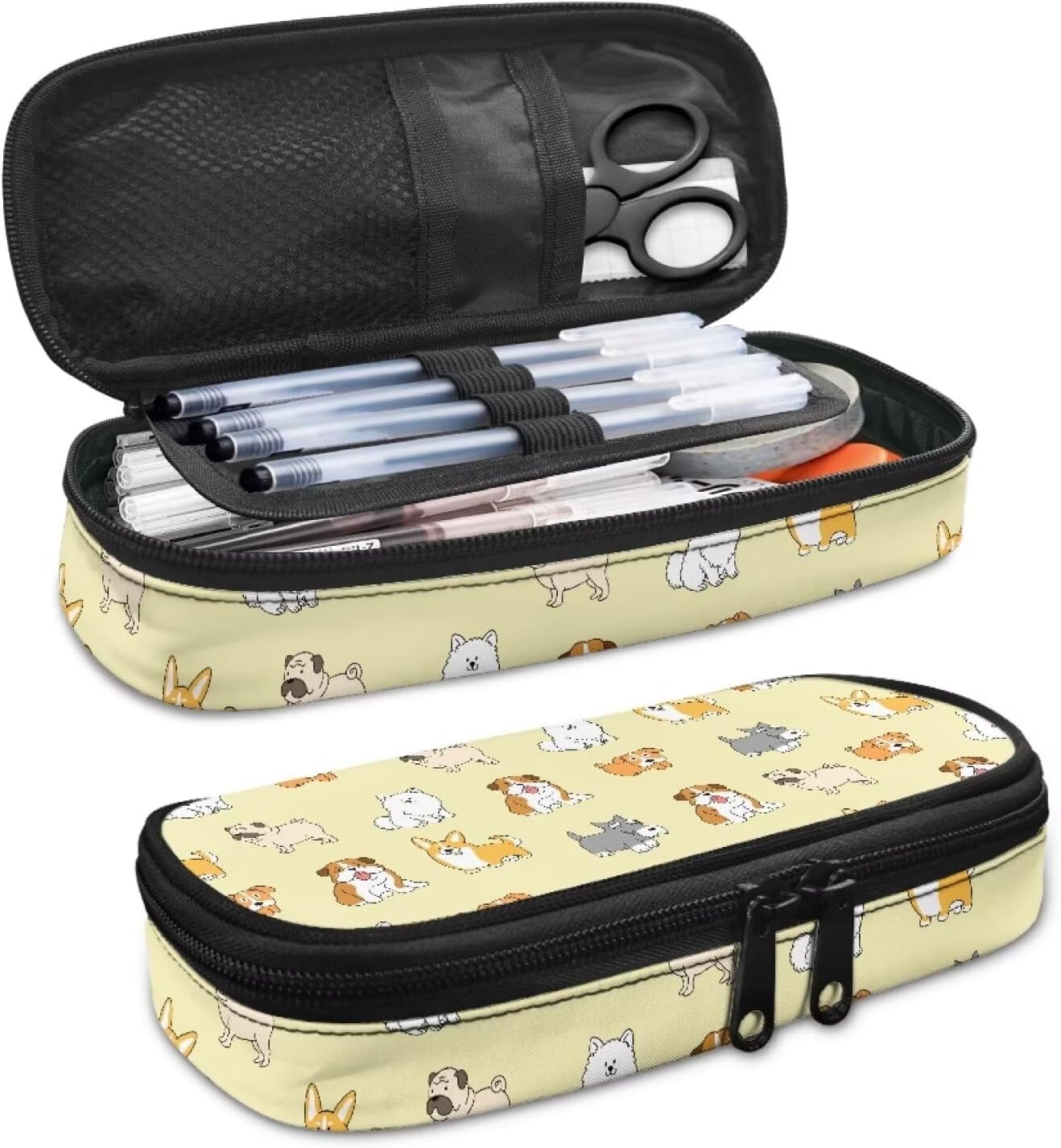 Talayituse Funny Dogs Print Pencil Case, Large Capacity Pen Bag Portable Makeup Pouch Durable Students Stationery Case With Double Zipper for Girls Boys Kids image 4