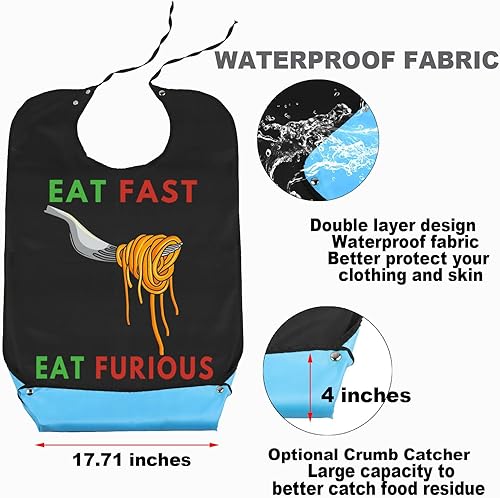 Miniatura 3 de JNIAP Baberos de espagueti para adultos, baberos de pasta con recogedor de migas, baberos italianos ajustables para comer, protectores de ropa para