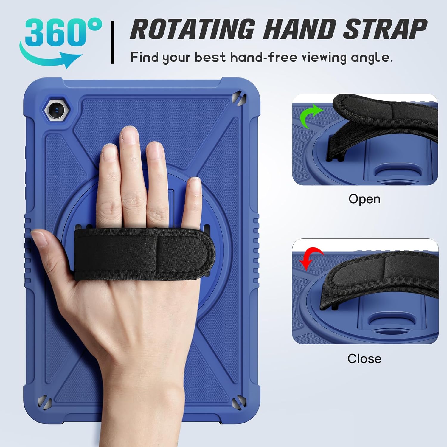 Condition photo showing New/Like New for ztotopcases for samsung galaxy tab a11+ plus/a9+ 11-inch 2025/2023, shockproof hard duty case with screen protector+360 rotating hand strap&stand+shoulder strap for tab a11+/a9 plus tablet, blue blue a11/a9 plus 11inch