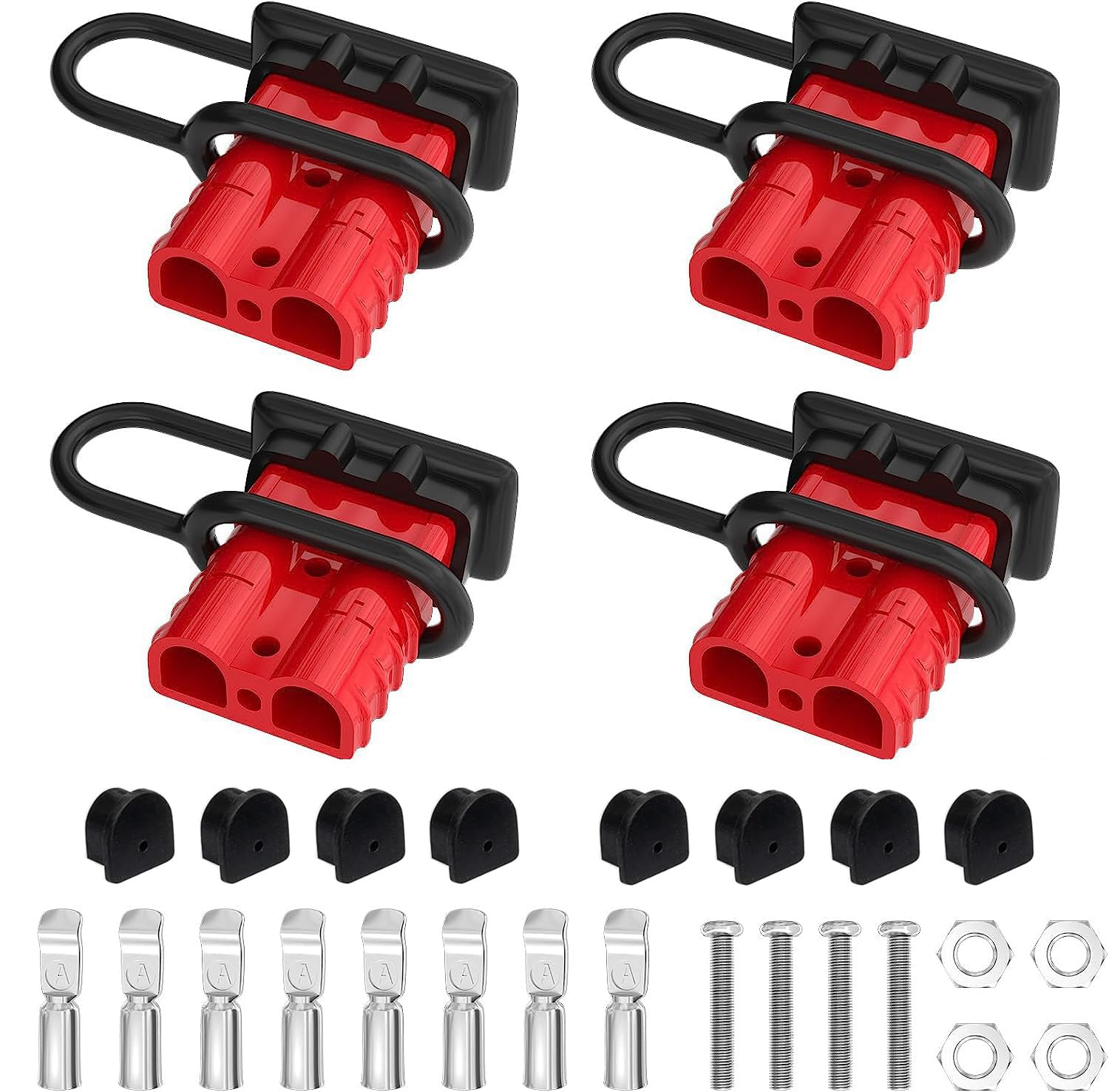 GTIWUNG 50A Batterie-Schnellstecker – 600V, Für 6-8 AWG, Mit Staubkappen, Für Seilwinden, Wohnmobil, Wohnwagen & Solar – 4er-Set