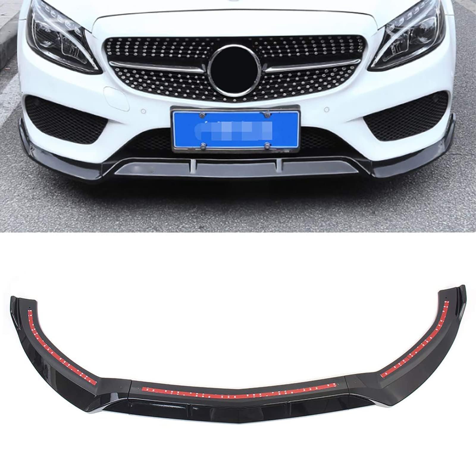 Spoiler de lèvre de pare-chocs avant pour Benz W205 Sport 2015-2018 avec becquet séparateur