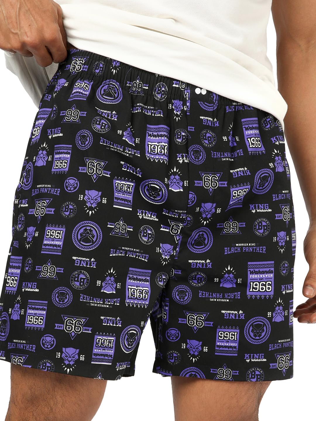 bewakoof Marvel Black Panther Men's All Over Printed Regular Fit Poplin Cotton Boxer-picture-14
