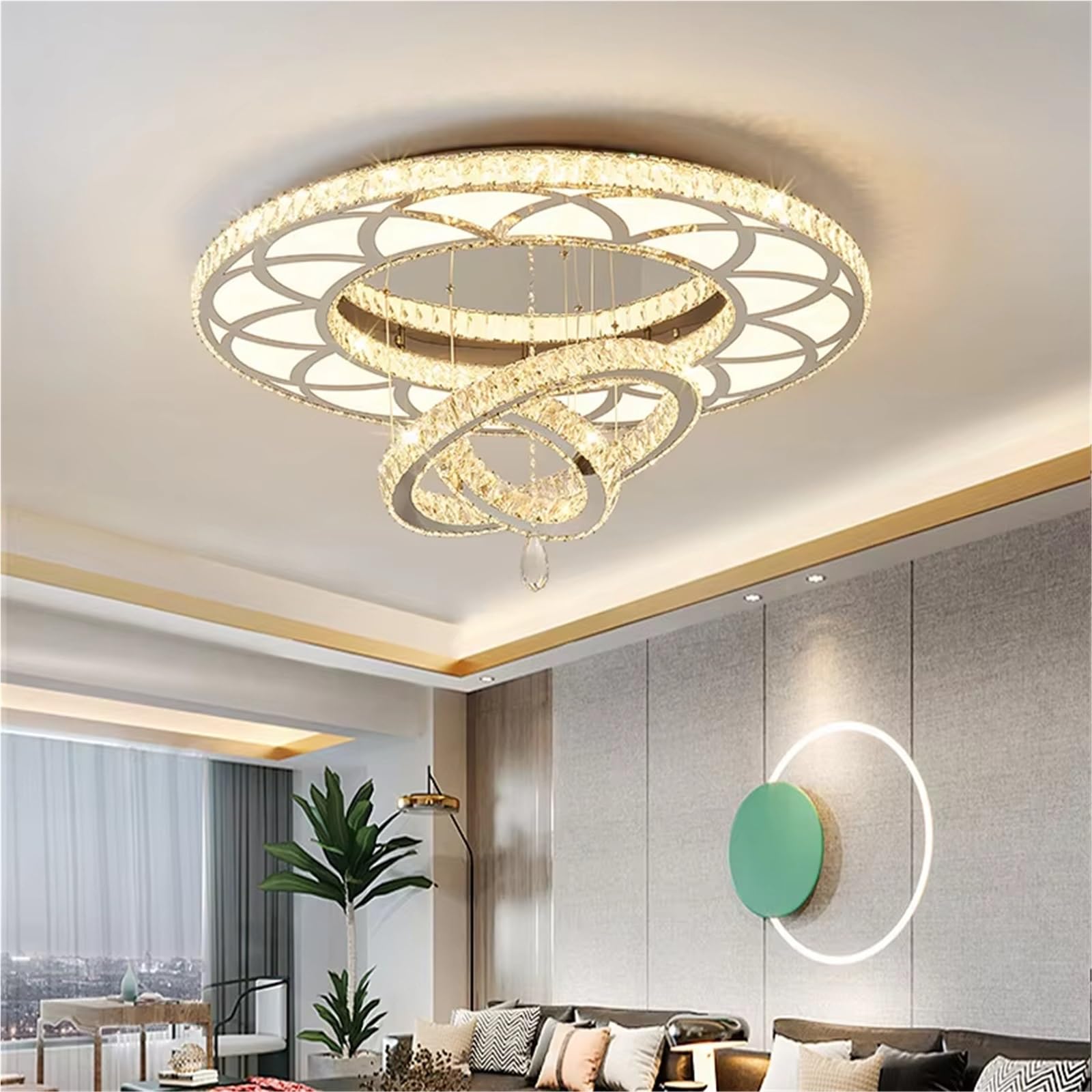 KLXSIVU Nordic Minimalist Luxury Crystal Chandelier, Living Room, Dining Bedroom, Ceiling Light, Home Decoration Lighting fixtures