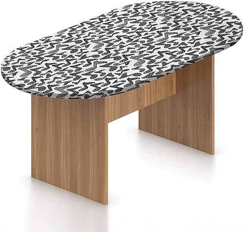 Miniatura 8 de XISUNYA Mantel ajustable ovalado, moderno y elástico, de poliéster, estilo retro, diseño de palomitas de maíz, para el hogar, café, se adapta a