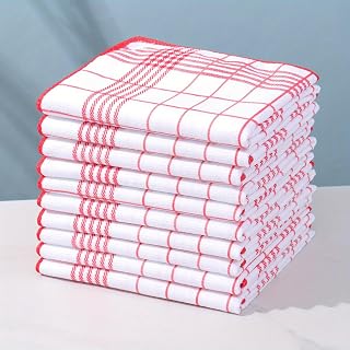 5pcs Absorbent Fluff-Free Dish Cloths, 40 * 60cm Large Kitchen Tea Towels for Quick Cleaning, Grid & Square Design, Ideal for Coffee Machines, Home & Restaurant Kitchen Supplies