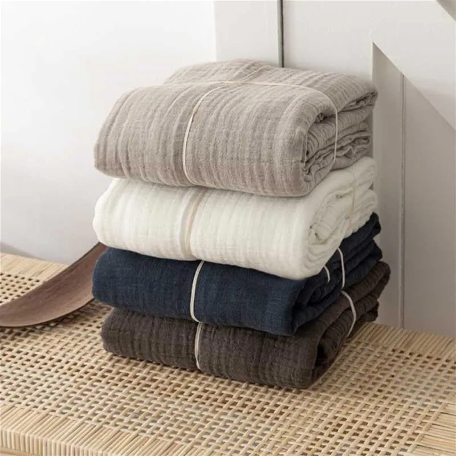 Coperta in mussola di cotone Coperte da camera for aria condizionata in garza di cotone sottile for divano letto copriletto super morbido in mussola trapuntata king size(Khaki,180x200cm)