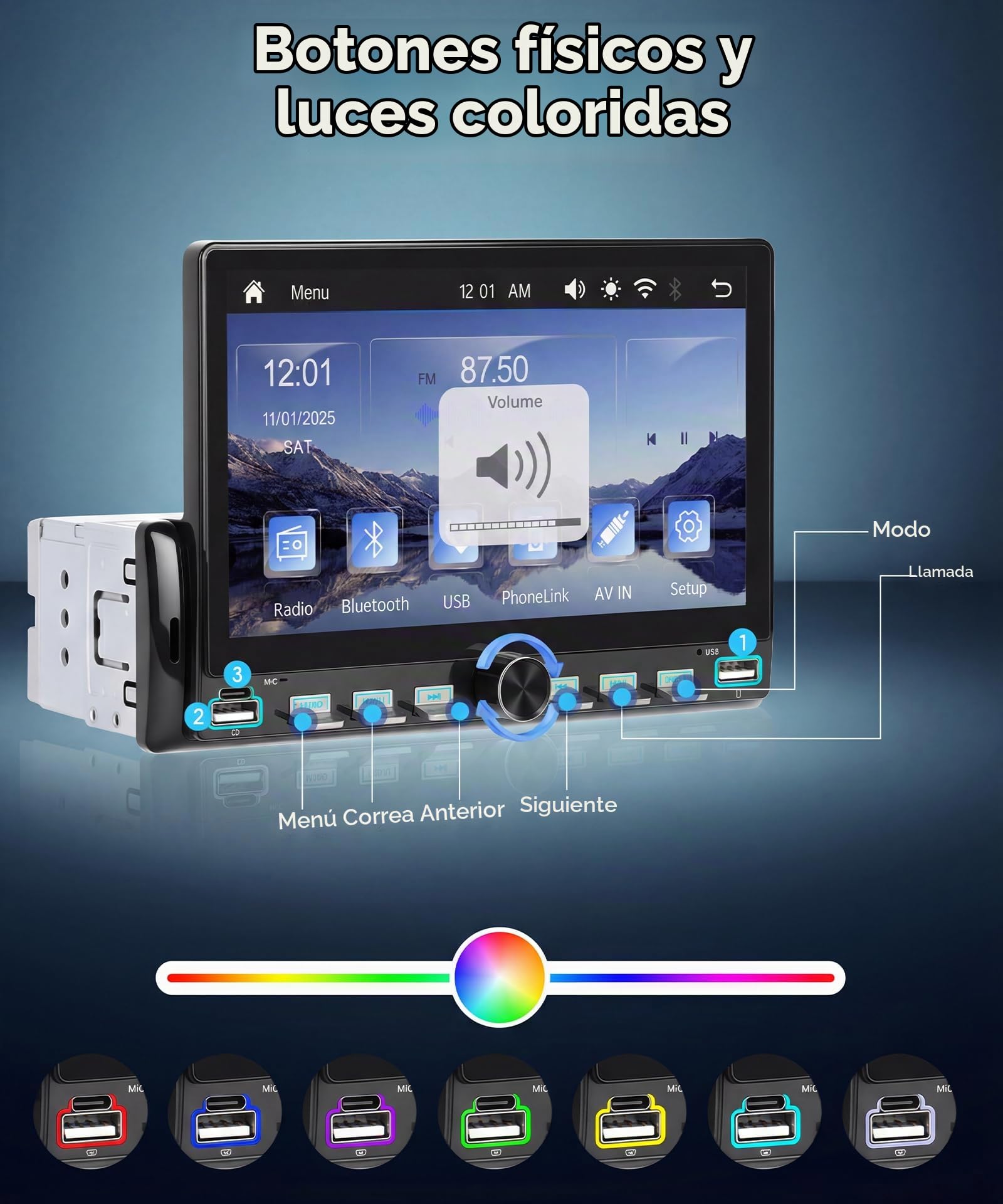 Rimoody Radio de Coche 1 DIN con Inalámbrico Carplay You-Tube Android Auto, 7 Pulgadas Pantalla Táctil Radio Coche iOS/Android Mirror Link Bluetooth FM Radio USB/EQ Control del Volante Cámara Trasera