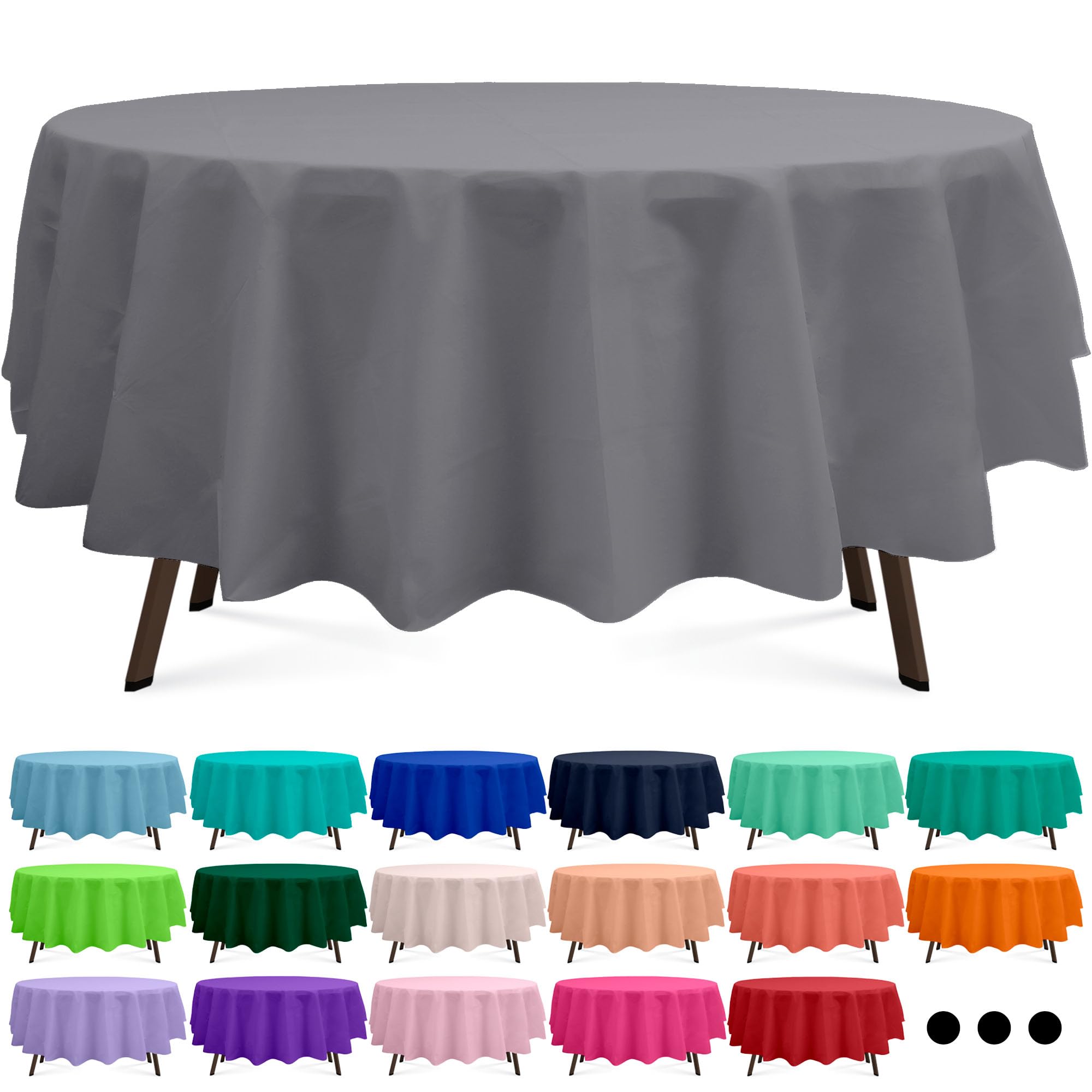 Photo 1 of Flexincred Silver 3 Pack Round Plastic Tablecloth 84 Inches Premium Galaxy Silver Dark Grey Decorative Table Cover for Baby Shower, Birthday, Wedding, Indoor and Outdoor use