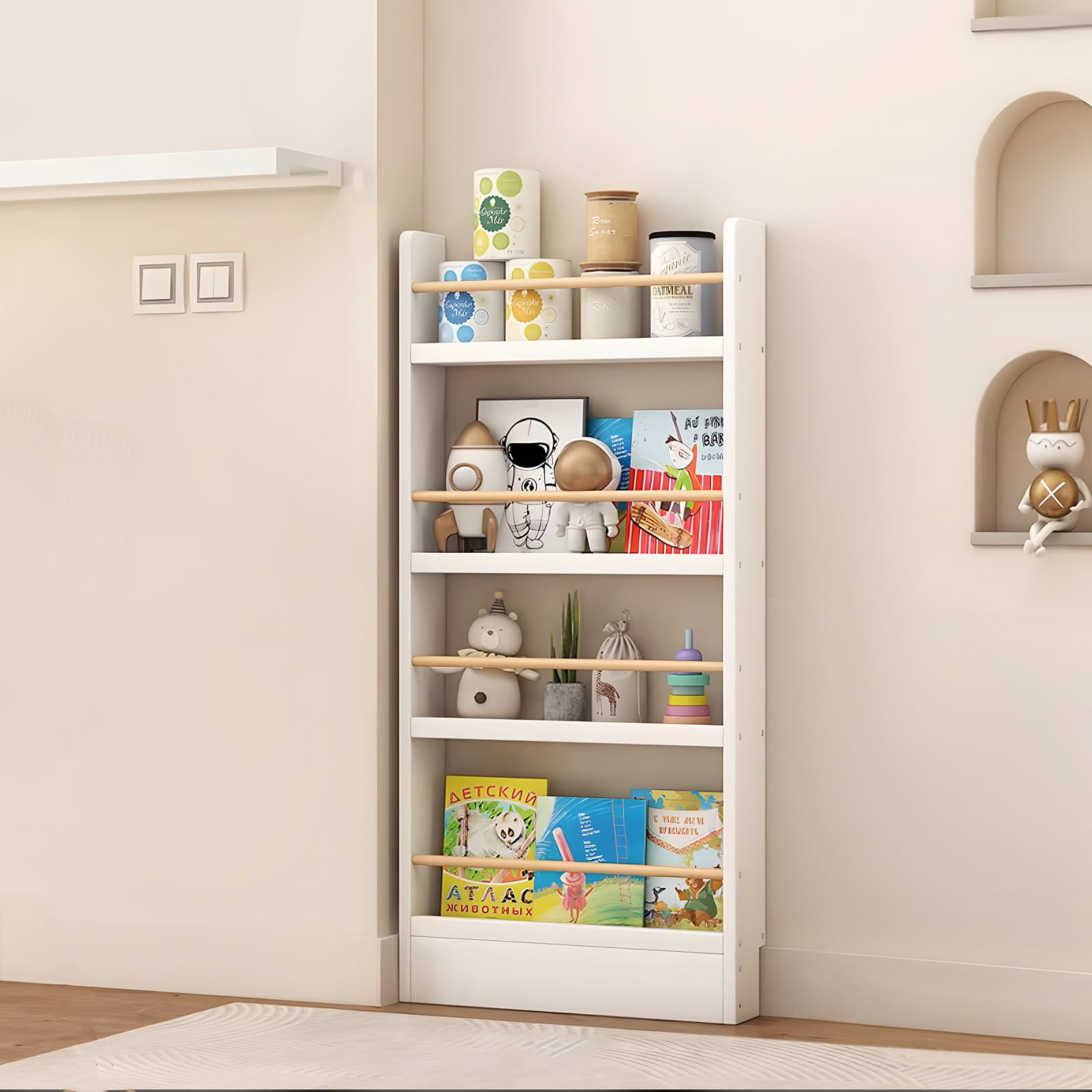 Étagère Murale Bibliothèque De Salon à Livres Avec Plusieurs Compartiments - Étagère De Rangement Horizontale/Verticale - À Suspendre Au Mur Ou Sur Le Sol (70x120, Blanche