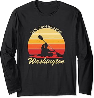 Vintage Kayak San Juan Islands Washington Adventure Long Sleeve T-Shirt
