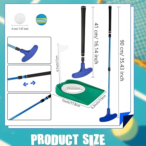 Miniatura 2 de Juego de 2 palos de golf ajustables para niños, adolescentes, diestros o zurdos, de dos vías, para hombres y mujeres, 4 pelotas de entrenamiento de