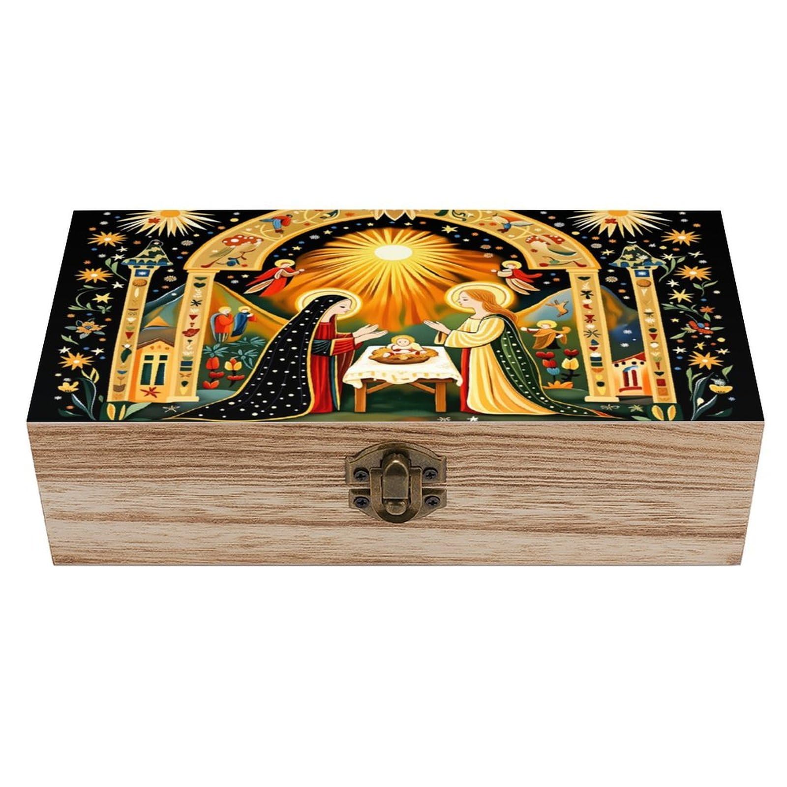 asbwuo Birth Vintage Wooden Keepsake Box