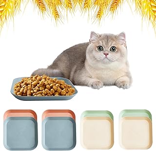 8 Pcs Whisker Relief Cat Bowls, 5.3 Inch Shallow Cat Food Dish | Small Wet Feeding Bowls for Kittens Short Legged Cats, Blue, Green, Pink, Beige
