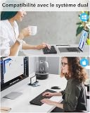 OMOTON Clavier sans Fil 2.4Ghz, Clavier Bluetooth AZERTY Rechargeable avec 3 Canaux Bluetooth, Ultra-Mince, Multi-appareils, Full-Size pour Windows 11/10/8/7, Apple MacOS, iOS, Android, PC, Noir - 5
