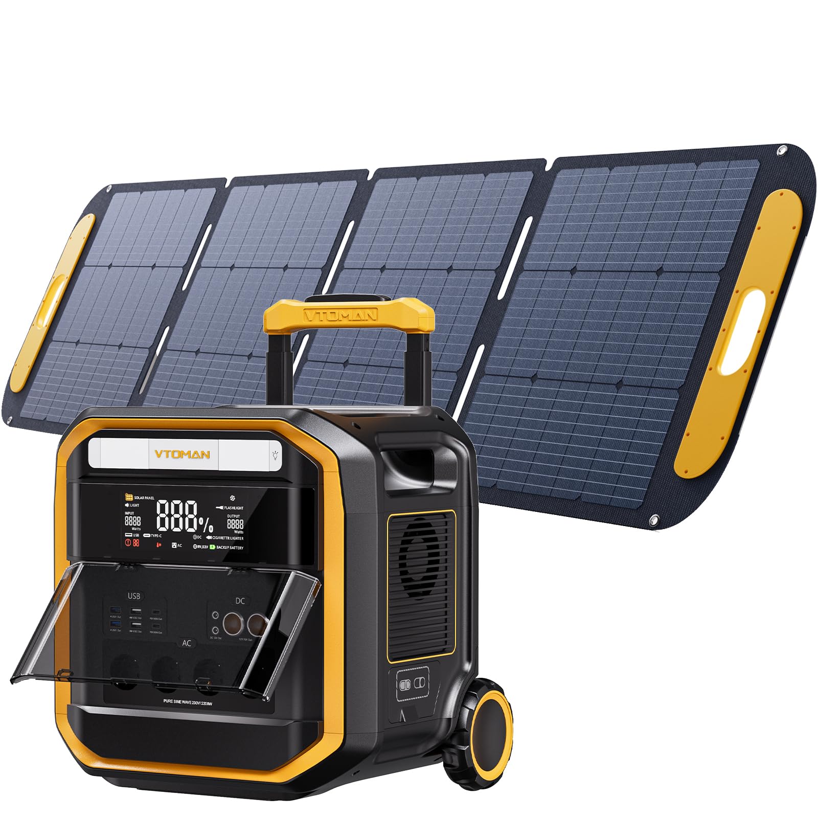 VTOMAN FlashSpeed Pro 3600 Tragbare Powerstation mit 200W Pro Solarpanel
