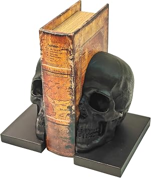 Black Skull Head Skeleton Decorative Statue Unique Design Split Resin Sculpture Home Decoration Gothic Art Piece Halloween Decor Black